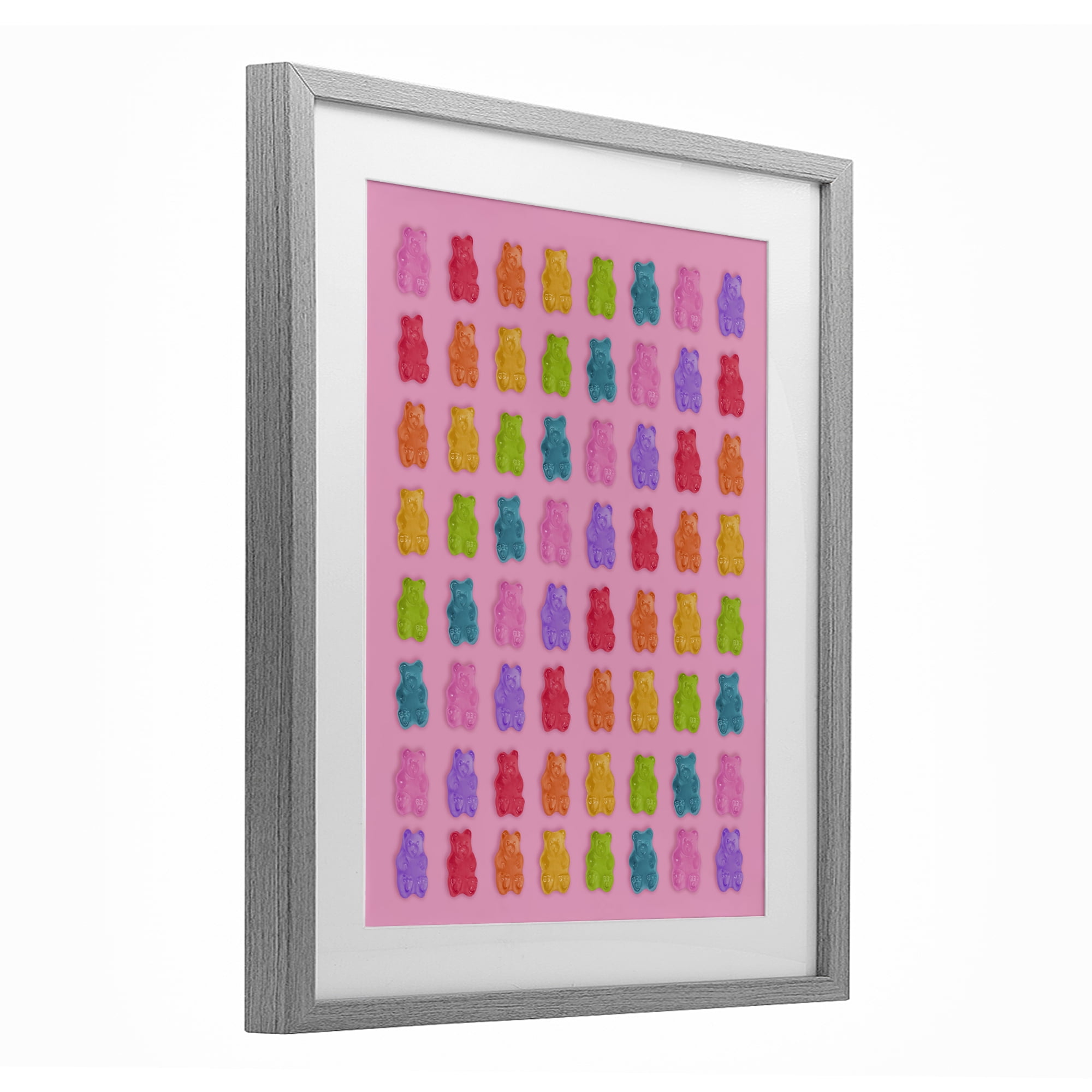 Stupell Industries Rainbow Gummy Bear Candies Gray Framed Print Under Glass, design by LISH Creative