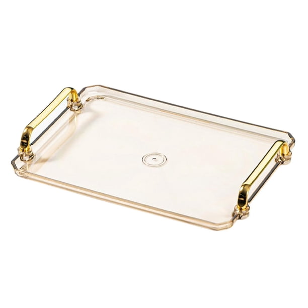 Bandeja nórdica con mango dorado, juego de té Rectangular, bandeja para servir A