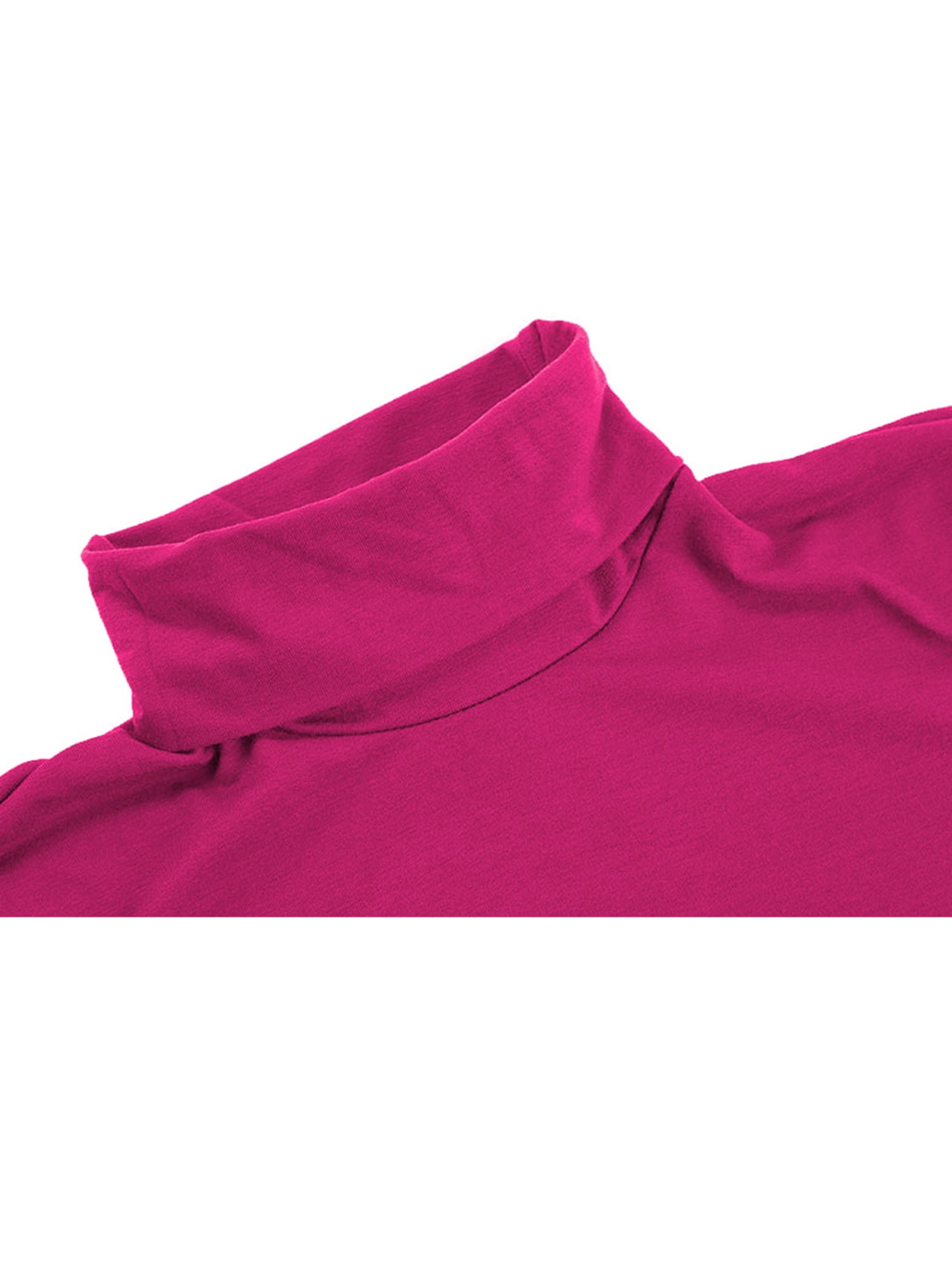 Unique Bargains Men's Pullover Lightweight Long Sleeve Top Turtleneck T-Shirt 42 Rose Red