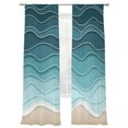 thumbnail image 2 of Sheer Curtains 84 Inches Long 2 Panels, Teal Gradient Water Ripple Rod Pocket Curtain Voile Draperies, Summer Beach Ocean Style Light Filtering Window Treatment for Living Room Kitchen Bedroom, 2 of 8