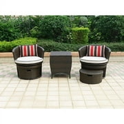 Barrel Swivel Bistro Patio Furniture Set with Ottomans
