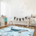 thumbnail image 3 of Area Rugs Indoor Non-Slip Rectangle Rug 5x8 Ft Teal Whale Rug Rubber Backing Floor Mats Non Shedding Home Decor Carpet for Entryway Living Room, 3 of 8