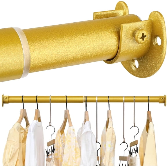 Closet Rods for Hanging Clothes - Heavy Duty, Length Adjustable (#1 Gold, 18.5" - 28")