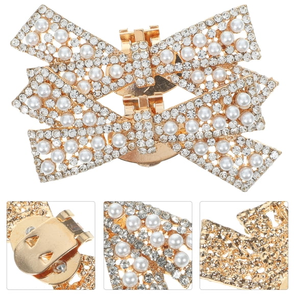 HONMEET Golden Bow Shoe Clips, Alloy Crystal , and Wedding Accessory
