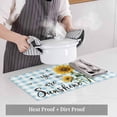 thumbnail image 4 of Sunflower Placemats for Dinning Table Set of 6, Blue Plaid Farmhouse You Are My Sunshine Burlap Kitchen Place Mats Waterproof Cloth Table Mats, Indoor Outdoor Placemats Easy Clean Dinner Decor, 4 of 8