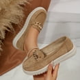 thumbnail image 2 of Xfvqtps Womens Chain Detail Loafers Casual Flat Shoes Fashion Versatile Slip on Comfortable Thick Sole Everyday Wear Khaki, 2 of 9