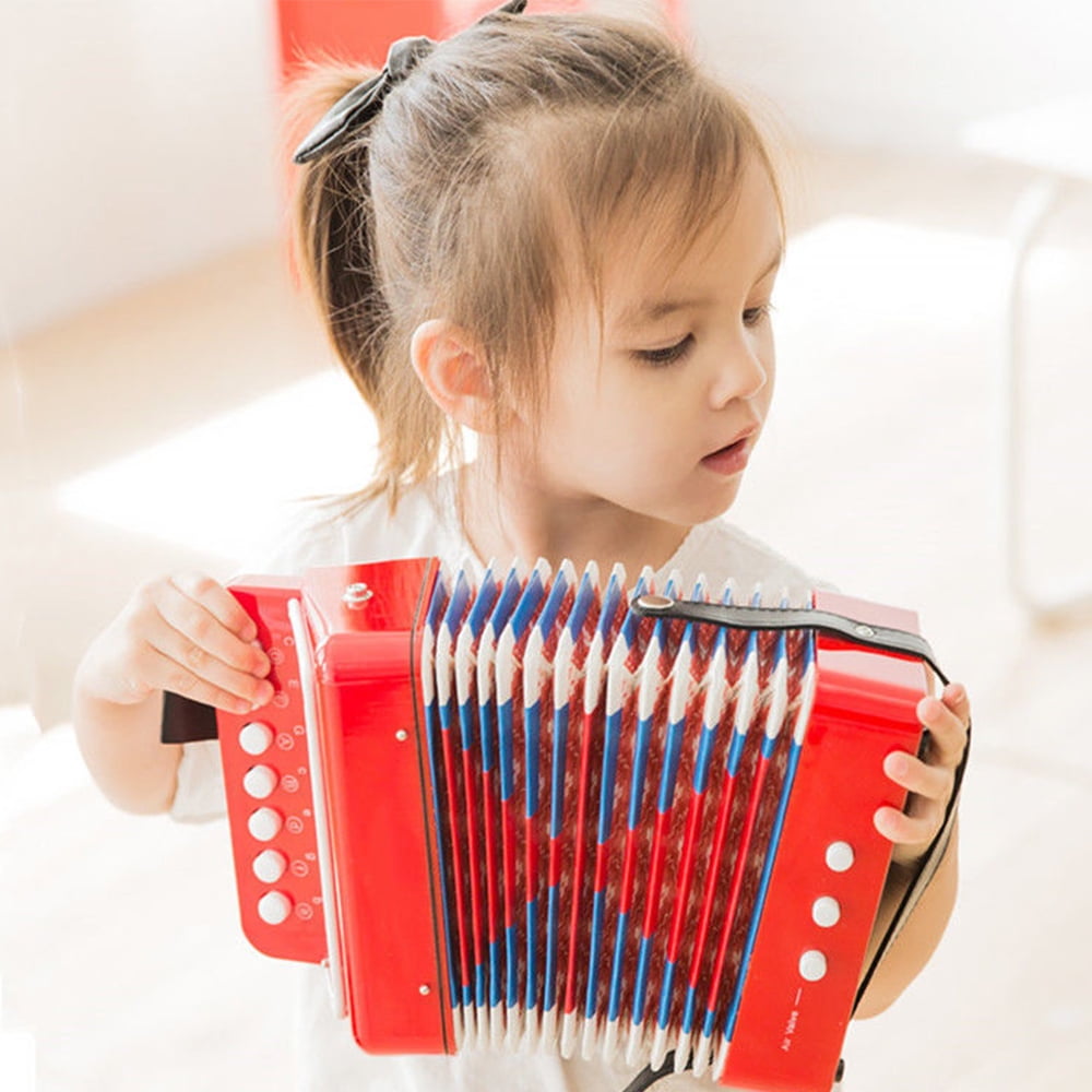 LQCrafK Kids Accordion Toy 10 Keys Buttons Mini Accordion Musical Instruments for Children, Kids, Toddlers, Beginners