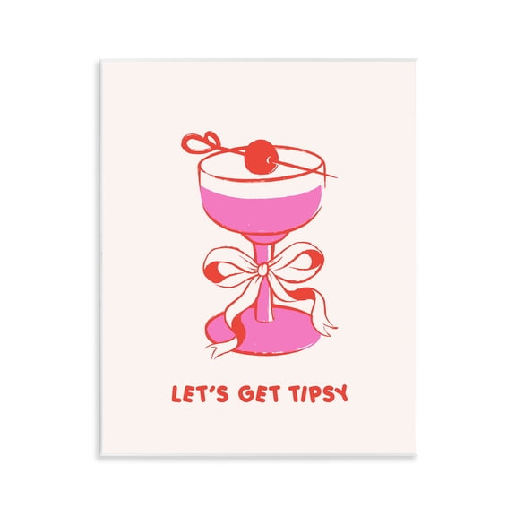 Stupell Industries Let's Get Tipsy with Glass Quotes and Sayings Painting Unframed Art Print Wall Art, 11 x 14