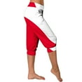 thumbnail image 6 of CLOISE Capris for Women with Pockets Stretch Leggings Elastic Waisted Yoga Pants Petite Summer Casual Fashion Multi Colored Lightweight Cropped Sweatpants Red XL, 6 of 6