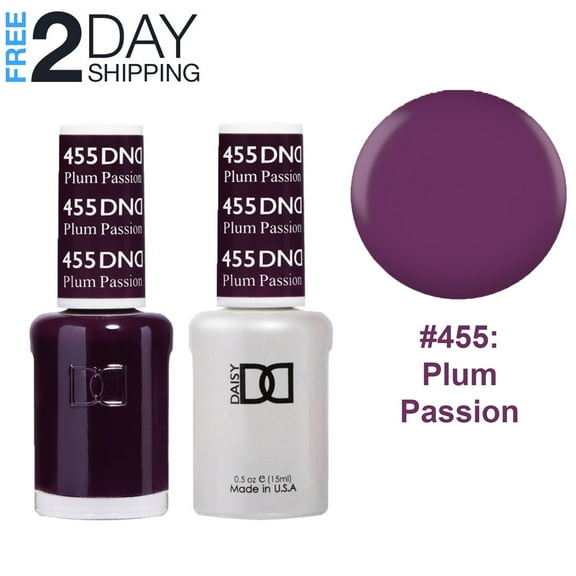 DND Gel Nail Polish & Nail Lacquer Set Soak Off Duo Set - #455 Plum Passion, 0.5 oz
