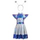 thumbnail image 1 of Vestido de cuello redondo y manga corta para niña, vestido de extraterrestre, vestido de chica espacial, vestido de baile metálico, diadema, vestidos de astronauta espacial, disfraz de carnaval, vesti, 1 of 4