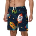 thumbnail image 2 of Balery Spaceships and Stars Mens Swim Trunks Swim Shorts for Men Quick Dry Inseam Beach Shorts with Compression Liner Pocket-Small, 2 of 9