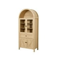 thumbnail image 6 of Youmumeub 72" Tall Dining Room Hutch, Modern Arched Storage Cabinet with Shelves and Doors, Freestanding Kitchen Pantry, Natural, 6 of 11