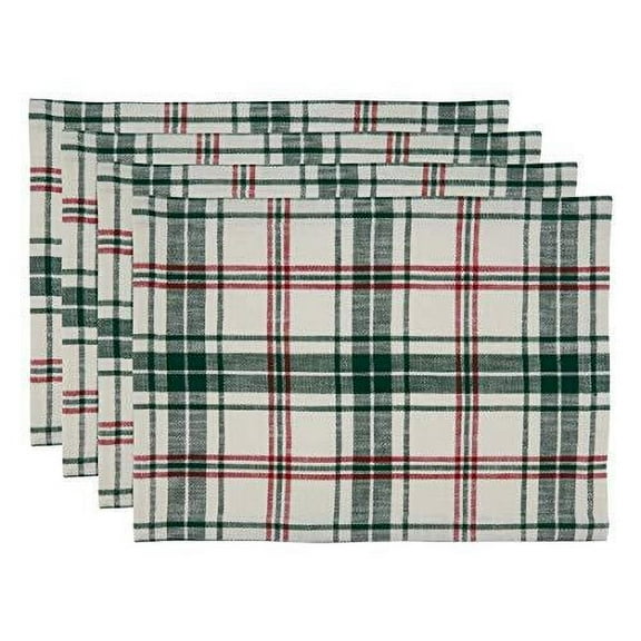 Fennco Styles Holiday Plaid Cotton Table Runner 14" W x 72" L - Green & White Festive Table Cover for Home Décor, Banquet, Christmas, Family Gathering and Special Occasion