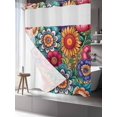 thumbnail image 3 of No Hook Shower Curtain with Snap-in Liner, Boho Teal Flower Waterproof Fabric Bathroom Curtains, Spring Bohemia Chic Red Yellow Floral Bath Curtains & Mesh Top Window 72"x78" Long, 3 of 9