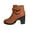 Brown, variant on Beige Women'S Ankle Boots Side Zipper Belt Buckle Chunky Heel British Style Casual High Heel Round Toe Flock Material Winter Outdoor Indoor Footwear