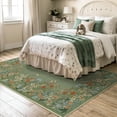 thumbnail image 3 of Wonnitar 4x6 Floral Washable Rug, Soft Green Rugs for Bedroom, Non-Slip Low-Pile Carpet for Nursery Laundry Entrance, 3 of 12