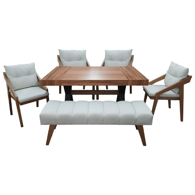 Comedor Kessa Muebles 4 Sillas 1 Banca Nogal 160 x 75 x 100 cm