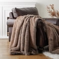 thumbnail image 4 of Battilo Luxury Brown Faux Fur Throw Blanket, Striped Large Mink Faux Fur Blankets and Throws for Couch, sofa, Bed, Super Soft Warm Cozy Fuzzy Thick Faux Fur Blanket for Home Decor, 60"x80", 4 of 6
