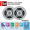 Dual Electronics WSM651 Two 6.5 inch Water Resistant Dual Cone High Performance Marine Speakers, New