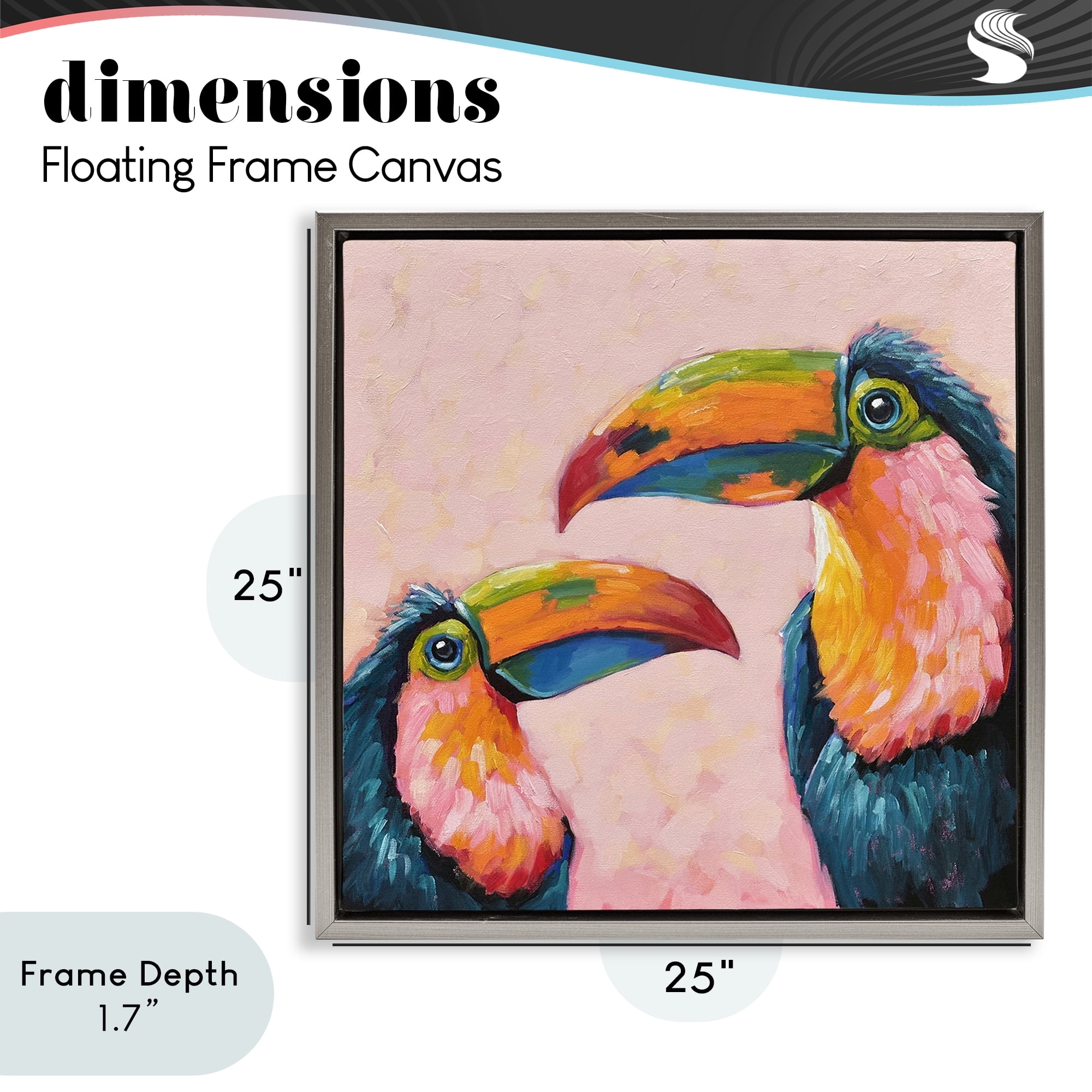 Stupell Industries Tropical Toucan Paradise Gray Framed Floater Canvas Wall Art, design by Lucia Stewart