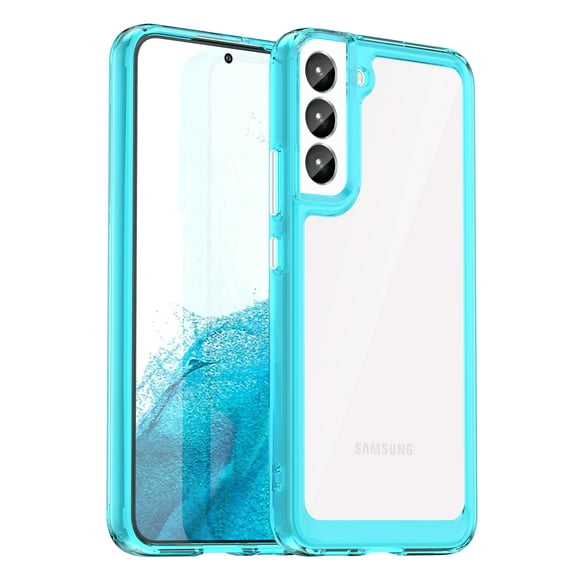 ELEHOLD Clear Case for Samsung Galaxy S23 6.1" Acrylic Transparent Non-Yellowing Slim Lightweight Shockproof Clear Case,Skyblue