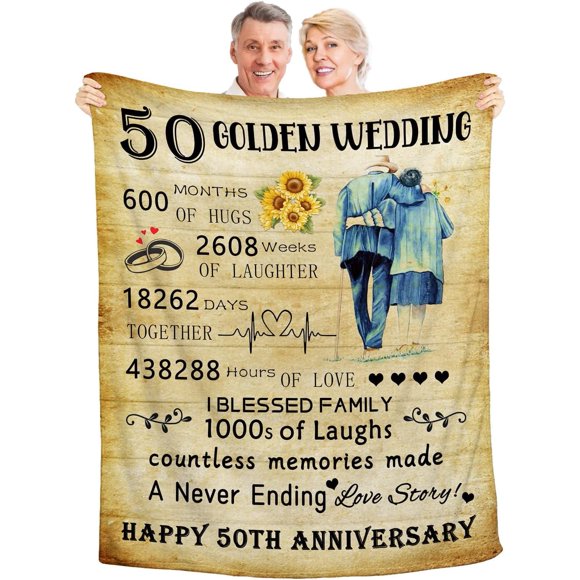 XZYG 50th Wedding Anniversary Blanket Gifts For Yess Dad Mom 50th Marriage Gifts Golden Wedding Gifts For Husband Wife Gifts For 50th Anniversary Couple 50th Anniversary Decorations Gift(50*60inch)