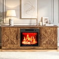 thumbnail image 6 of Ktaxon 55" Farmhouse TV Stand with Fireplace Heater, Mid-Century Wood Entertainment Center with 18" Electric Fireplace Mantel for up to 60" TVs, Rustic Brown, 6 of 8