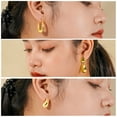 thumbnail image 4 of JeenMata Hoop Chunky Drop Golden, Earrings, Stainless Steel, 3 Count, 4 of 5