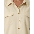 thumbnail image 5 of INSPIRE CHIC Women's Loose Roll-up Long Sleeve Pockets Button Down Casual Shirts Khaki XS, 5 of 5