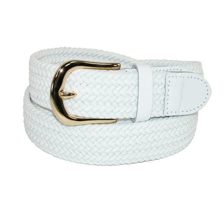 - Men's Elastic Stretch Belt with Gold Buckle and Matching Tabs