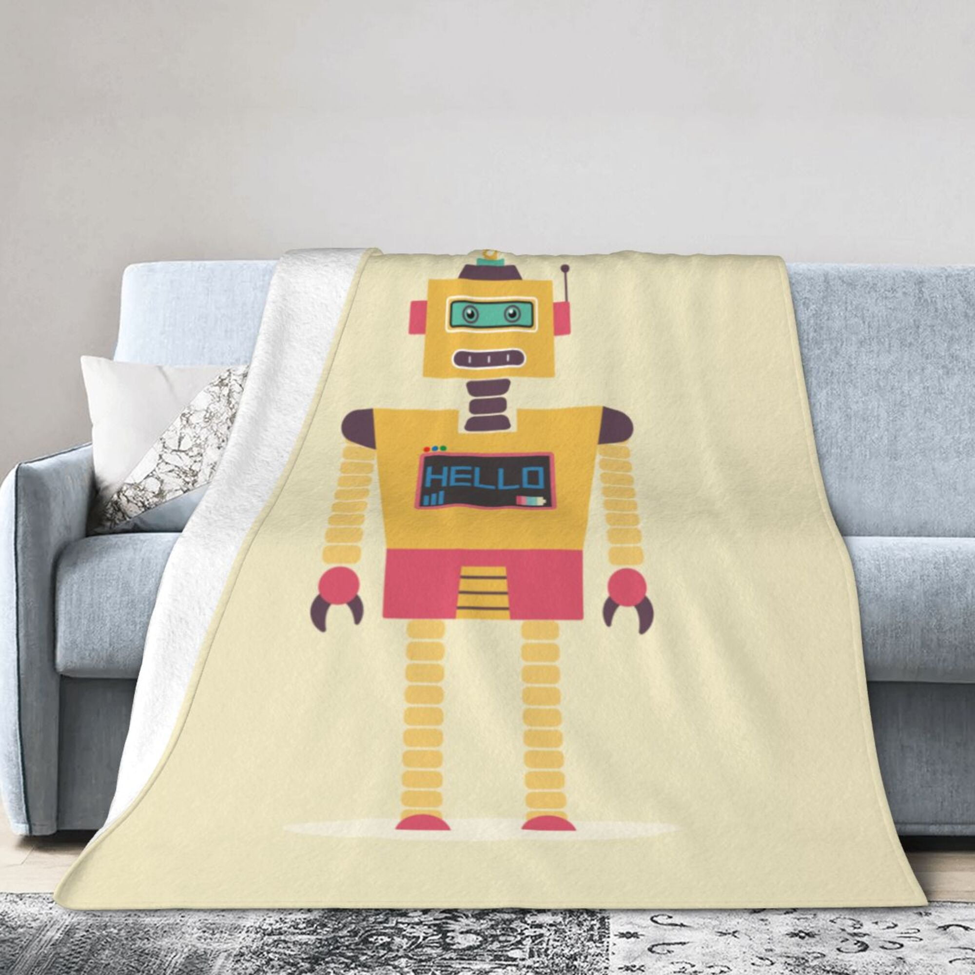 Robot Cyborg Print Pattern Blanket