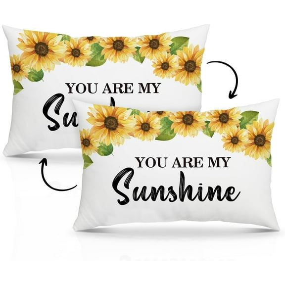 Sunflower Summer Throw Pillow Cover 12x20, Inspirational Gift for Women You are My sunshine Gift Waist Pillowcase for Bed Couch Housewarming Gifts New Home Living Room Office Bedroom Cushion Cover -22