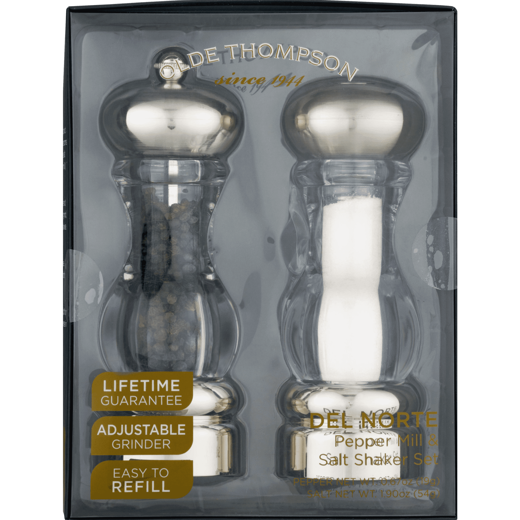Old Thompson Del Norte Acrylic Salt and Pepper Mill Set