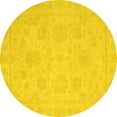 thumbnail image 1 of Ahgly Company Indoor Round Oriental Yellow Traditional Area Rugs, 6' Round, 1 of 4
