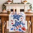 thumbnail image 3 of 4th of July Cotton Linen Table Runner for Dining Kitchen, Red Blue Floral Independence Day Stars Butterflies Wedding Outdoor Party Tablerunners, Dresser Scarf Coffee Tablecloth Runners 13x120 Inches, 3 of 8
