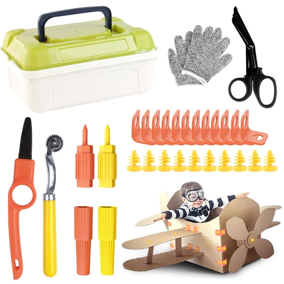 Cardboard Tools for Kids, 149 Pcs Cardboard Construction Kit for Family and Team Activities, STEM Educational Toys for Girls Boys Ages 5 to 7