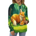 thumbnail image 4 of Foxes in The Forest 3D Print Hoodie Men Women Autumn Thin Pullover Sweatshirt Vintage Streetwear Tops, 4 of 6
