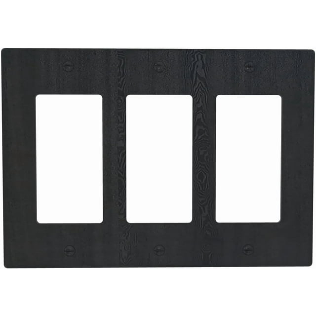 Nadoabtm Light Switch Covers Vintage Black Wood Texture Rustic 3 Gang Rocker Electrical GFCI Decorative Triple Outlet Wall Plate Cover Switchplate for Farmhouse Home Decor