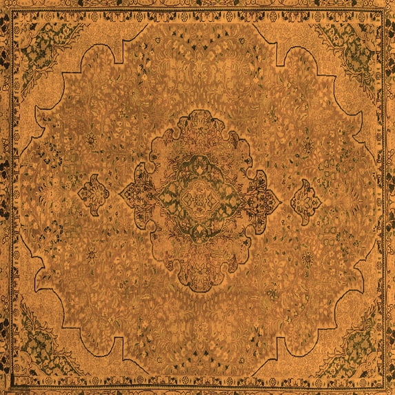 Ahgly Company Indoor Square Abstract Orange Modern Area Rugs, 7' Square