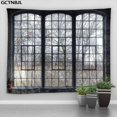 thumbnail image 1 of Tapiz navideño colgante de pared fuera de la ventana, Paisaje de nieve, bosque, invierno, dormitorio, sala de estar, decoración del hogar, tela, 1 of 4