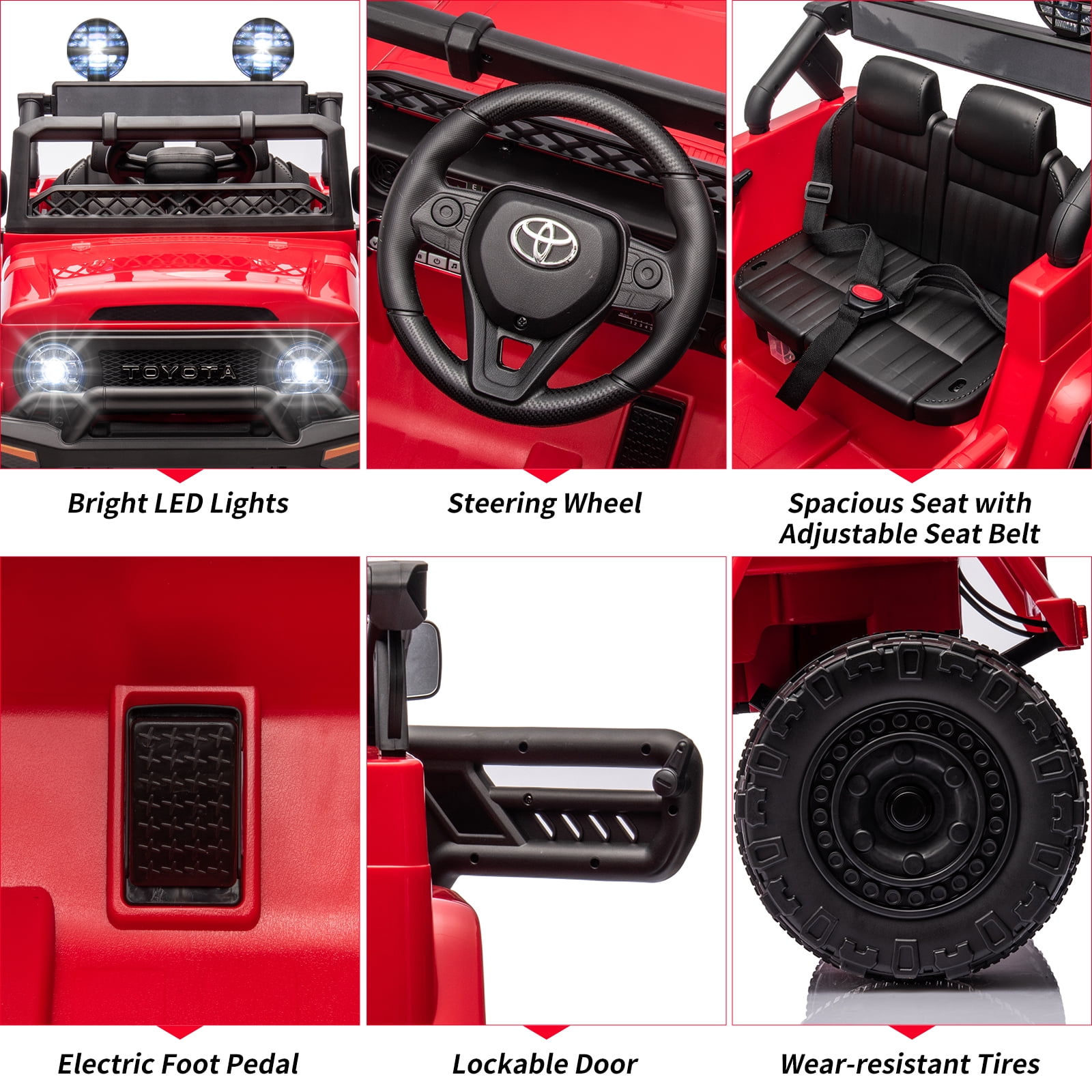 EastVita 12V Ride on Truck Car Ride on Car with Remote Spring Suspension,Control, Ride on Toys with EVA Tires, USB, Music, LED Lights for Kids 3 Age + Red