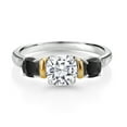 thumbnail image 2 of Gem Stone King 925 Silver and 10K Yellow Gold Black Onyx Ring Set with Moissanite (1.68 Cttw) (Size 5), 2 of 3