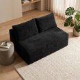 thumbnail image 4 of CQHXIAO Modern Corduroy No-Legs Loveseat Sofa, Compressed 2-Seater for Home Interiors, Black, 4 of 9