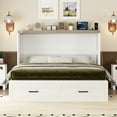 thumbnail image 3 of MODERNLUXE Queen Size Murphy Bed with Charging Station,Farmhouse Murphy Cabinet Bed with Large Storage Drawer and Foldable Panel,Space-Saving Wall Bed for Multipurpose Guest Room or Home Office,White, 3 of 7
