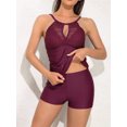 thumbnail image 3 of Charmo Womens Crochet Tankini Swimsuits Boyleg Two Piece Bathing Suit Cut Out Swimwear, 3 of 5