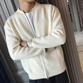 thumbnail image 2 of Kalauyu Men's Cardigan Sweater Stand Collar Full Zip Up Sweater Casual Knit Loose Fit for Fall, 2 of 5