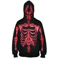 thumbnail image 1 of Men Full Face Mask Skeleton Skull Hoodie Halloween Costume Black Red Bones Large, 1 of 3