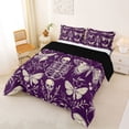 thumbnail image 2 of Homewish Victorian Halloween Skeleton Queen Comforter Set,Moth Botanical Pattern Comforter Sets Queen,Purple Cream,Black Reversible,3-Piece,1 Comforter and 2 Pillowcases, 2 of 7