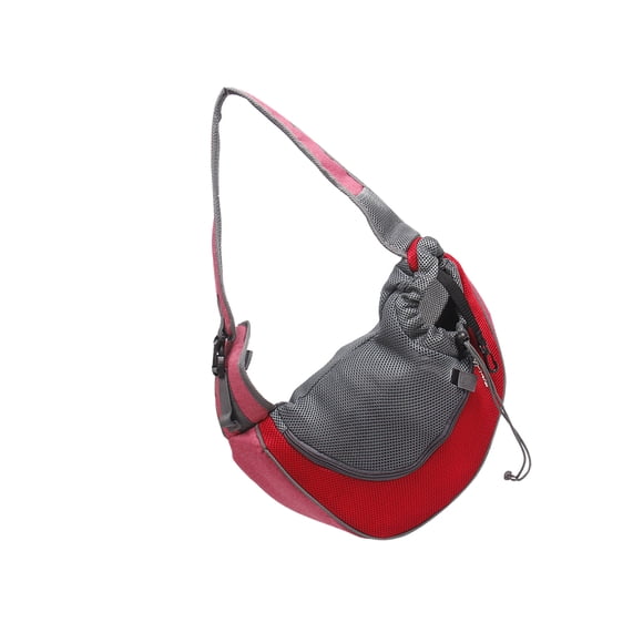 Greeniant Bolsa para mascotas de tela neta Hombro para mascotas Bolsa de transporte al aire libre Portador de animales ajustable Suministros para perros rojo L